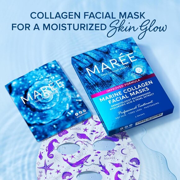 Collagen Facial Mask with Hyaluronic Acid - Hydrating Face Masks Skincare - Masc - Picture 5 of 8